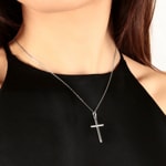 Pendant 925 Silver rhodium-plated 19x33mm, Cross - 336089