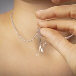 Pendentif Argent 925 rhodié, Lettre N - 336185.N