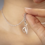 Pendant 925 Silver rhodium-plated Letter V - 336185.V