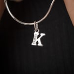 Pendentif argent 925 rhodié Lettre K avec zircones - 336286.1K