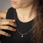 Pendentif Argent 925 rhodié avec zircones, Lettre N - 336286.1N