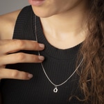 Pendentif argent 925 rhodié Lettre Q avec zircones - 336286.1Q