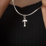 Anhänger 925 Silber rhodiniert Buchstabe T mit Zirkonia - 336286.1T