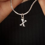 Pendentif Argent 925 rhodié avec zircones, Lettre X - 336286.1X