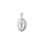 Pendentif argent 925 rhodié avec zircone, Croix Ø 19mm - AH925002