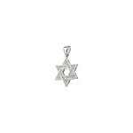 Star of David Pendant 750/18 K White Gold with Diamonds 0.14 ct H/si - A02WG
