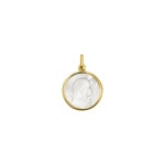 Anhänger rund 750/18 K Gelbgold Jungfrau Maria mit Perlmutt Ø 16mm