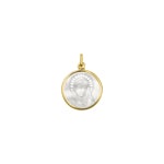 Anhänger rund 750/18 K Gelbgold Jungfrau Maria mit Perlmutt Ø 18mm