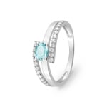Aquamarin Ring 375/9 K Weissgold mit Zirkonia