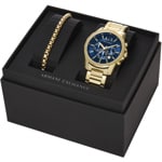Armani Exchange Banks Chronograph Goldig / Blau Set - AX7151SET