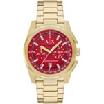 Armani Exchange Parker Chronograph Goldig / Rot 42mm
