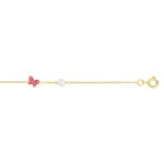 Bracelet or jaune 375/9 ct avec papillon & perle - 497131.P0-14