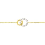 Bracelet 750/18 K Yellow Gold Two-tone with Cubic Zirconia