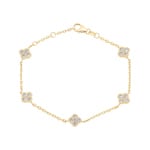 Bracelet 750/18 K Yellow Gold Cloverleaves with Diamonds 0.81 ct H/si - AR-01021-GG