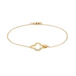 Bracelet or jaune 750/18 ct Trèfle avec diamants 0.02 ct