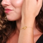 Bracelet or jaune 750/18 ct Trèfle avec diamants 0.02 ct - AR-73780-GG