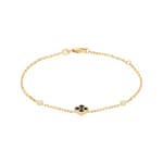 Bracelet 750/18 K Yellow Gold Cloverleaf with Black Diamonds 0.19 ct - AR-01020-GG