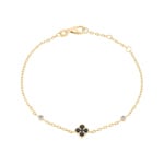 Bracelet 750/18 K Yellow Gold Cloverleaf with Black Diamonds 0.19 ct - AR-01020-GG