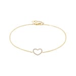 Armband 750/18 K Gelbgold mit Diamanten 0.09 ct H/si, Herz