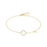 Armband 750/18 K Gelbgold mit Diamanten 0.09 ct H/si, Kleeblatt