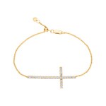 Bracelet or jaune 750/18 ct Croix avec diamants 1.00 ct H/si - AR-69459-GG