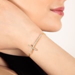 Bracelet or jaune 750/18 ct Croix avec diamants 1.00 ct H/si - AR-69459-GG