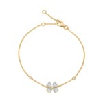 Bracelet or jaune 750/18 ct avec améthystes vertes et diamant 0.07 ct H/si - BFA101619