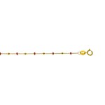 Bracelet or jaune 750/18 ct avec avec boules en or et emaille rose