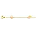 Bracelet 750/18 K Yellow Gold with pink Lacquer