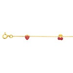 Bracelet 750/18 K Yellow Gold with red Lacquer - 609.3-16
