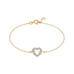 Armband 750/18 K Gelbgold mit Zirkonia, Herz