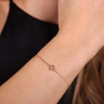 Armband 750/18 K Roségold Schlüssel mit Diamanten 0.02 ct H/si - AR-57304-RG