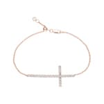 Bracelet or rosé 750/18 ct Croix avec diamants 1.00 ct H/si - AR-69459-RG