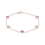 Armband 750/18 K Roségold mit pinken Saphiren & Diamanten 0.32 ct H/si