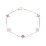 Armband 750/18 K Roségold mit pinken Saphiren & Diamanten 0.32 ct H/si - AR-01021-PSA-RG