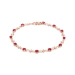 Armband 750/18 K Roségold mit Rubinen