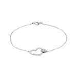 Armband 750/18 K Weissgold Herz mit Diamanten 0.02 ct