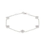 Bracelet 750/18 K White Gold Cloverleaves with Diamonds 0.81 ct H/si