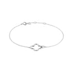 Bracelet 750/18 K White Gold Cloverleaf with Diamonds 0.02 ct
