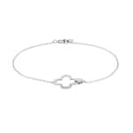 Bracelet or gris 750/18 ct Trèfle avec diamants 0.02 ct