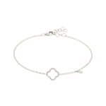 Armband 750/18 K Weissgold mit Diamanten 0.09 ct H/si, Kleeblatt