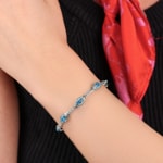 Armband 750/18 K Weissgold mit Diamanten 0.11 ct H/si & Blautopasen - PBC02890-04-WG