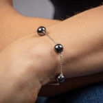 Bracelet 925 Silver rhodium-plated with Hematite 19cm - 301929B