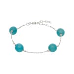 Bracelet Argent 925 rhodié avec turquoise 19cm