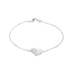 Bracelet 925 Silver rhodium-plated with Cubic Zirconia 19cm, Heart