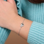 Armband 925 Silber rhodiniert Herz mit Zirkonia pavé 19cm - 301968B.1