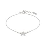 Armband 925 Silber rhodiniert mit Zirkonia pavé 19cm, Stern