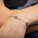 Armband 925 Silber rhodiniert mit Zirkonia schwarz / weiss 18cm - ASBW43NZ8