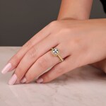 Asscher bague diamant halo or jaune 750/18 ct 1.33 ct G/si - RI-6541-03-GG