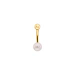 Piercing de nombril or jaune 750/18 ct, avec perle de culture d'eau douce